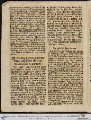 Merkwürdiger Zweykampf mit einem Englischen Prinzen.