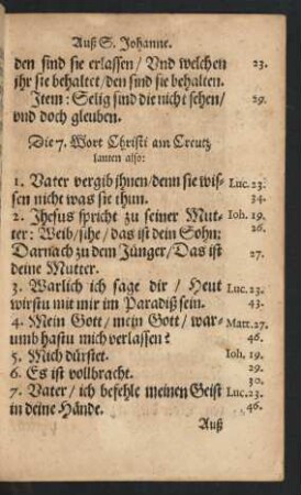 Die 7. Wort Christi am Creutz lauten also: