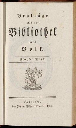 Beyträge zu einer Bibliothek fürs Volk. Zweyter Band.