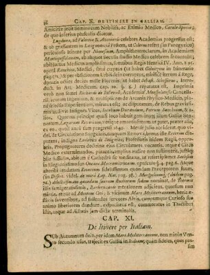 Cap. XI. De Itinere per Italiam.