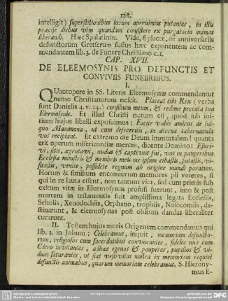 Cap. XVII. De Eleemosynis Pro Defunctis Et Conviviis Funebribus