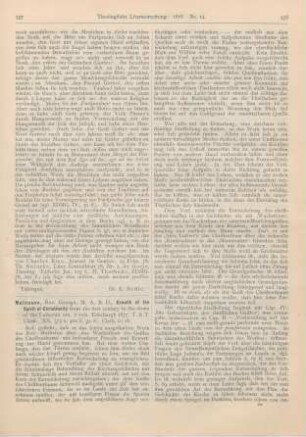 337-340 [Rezension] Matheson, George, Growth of the Spirit of Christianity from the first century to the down of the Lutheran era. 2 vols