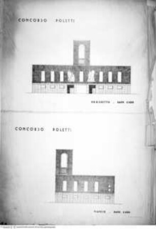 Aufriss der Hauptfassade und Seitenfront