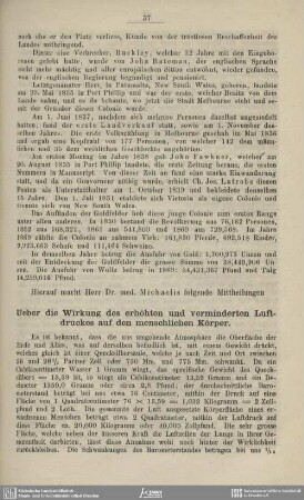 Ueber die Wirkung des erhöhten und verminderten Luftdruckes auf den menschlichen Körper