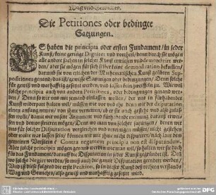 Die Petitiones oder bedingte Satzungen.