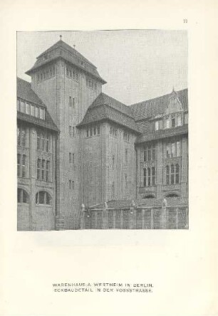 Warenhaus A. Wertheim in Berlin. Eckbaudetail in der Vossstrasse