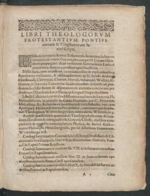 Libri Theologorum Protestantium, Pontificiorum & Cinglianorum latine scripti.