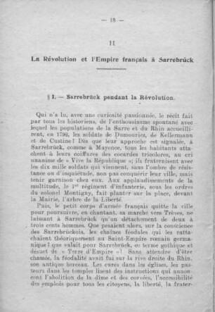 II. La Révolution et l'Empire français à Sarrebrück.