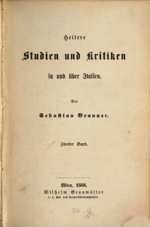 Heitere Studien und Kritiken in und über Italien, 2