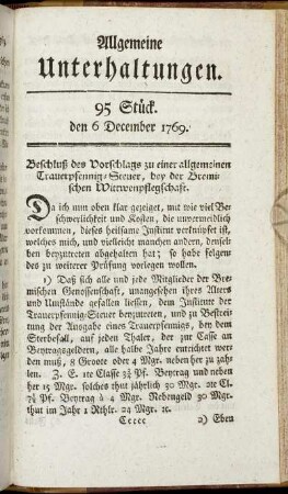 95 Stück. d. 6. December 1769.
