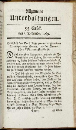 95 Stück. d. 6. December 1769.