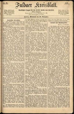 Ausgabe vom Mittwoch, den 19. November 1879.