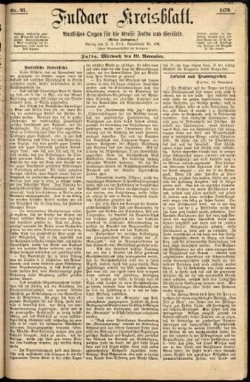 Ausgabe vom Mittwoch, den 19. November 1879.