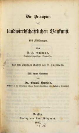 Die Prinzipien der landwirthschaftlichen Baukunst