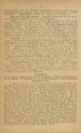 Verzeichnis der in Berlin ankommenden, für den Briefverkehr wichtigeren Eisenbahnzüge mit der Angabe der Bestellung, bei der die Briefsendungen in Berlin-Friedenau abgetragen werden
