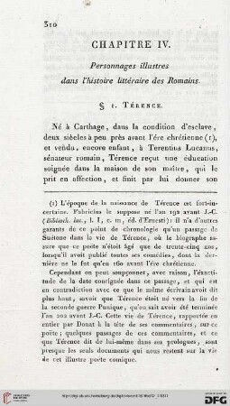Chapitre IV: Personnages illustres dans l'histoire littéraire des Romains