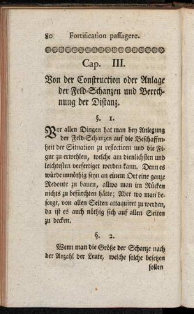 Cap. III. Von der Construction oder Anlage der Feld-Schanzen und Berechnung der Distanz.