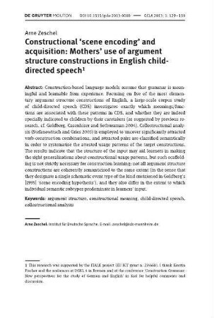 Constructional ‘scene encoding’ and acquisition: Mothers’ use of argument structure constructions in English child-directed speech