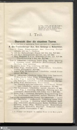 I. Teil. Übersicht über die einzelnen Touren