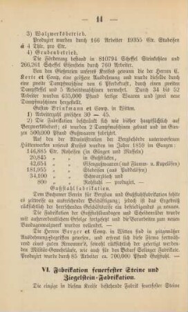 VI. Fabrikation feuerfester Steine und Ziegelstein- Fabrikation.