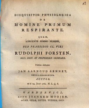 Disquisitio physiol. de homine primum respirante