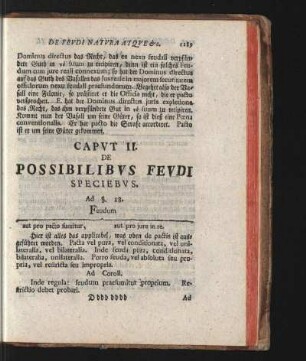 Caput II. De Possibilibus Feudi Speciebus