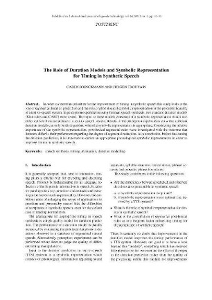 The Role of Duration Models and Symbolic Representation for Timing in Synthetic Speech