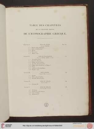 Table des chapitres