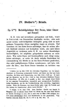 IV. Steller's Briefe
