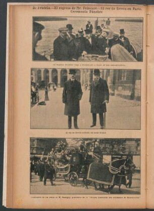 De Francia.- El regreso de Mr. Poincaré.- El rey de Grecia en París.- Ceremonia fúnebre.