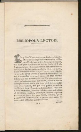 Bibliopola Lectori