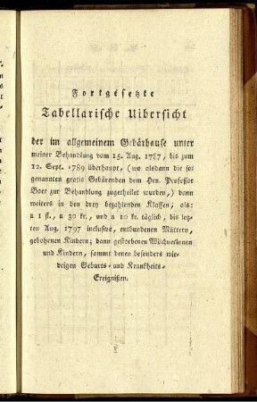 Fortgesetzte Tabellarische Uibersicht ...
