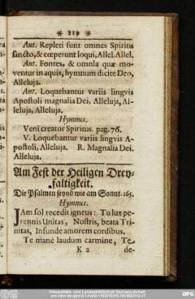 Am Fest der Heiligen Dreyfaltigkeit.