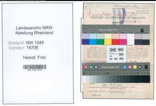 Entnazifizierung Fritz Heindl , geb. 03.03.1903 (Zollassistent)