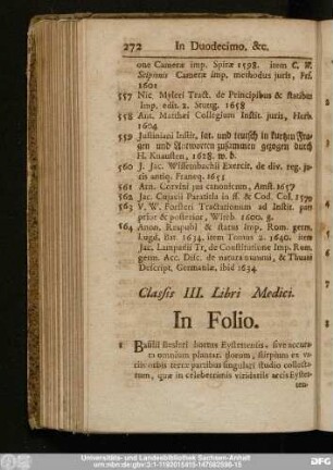 Classis III. Libri Medici.