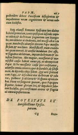 De Potestate Et Iurisdictione Episcoporum.