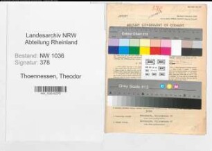 Entnazifizierung Theodor Thoennessen , geb. 08.02.1897 (Schlosser)