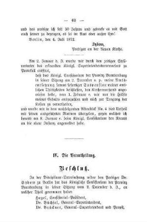 IV. Die Verurtheilung. Beschluß