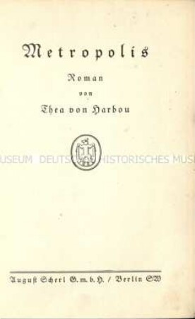 Roman Metropolis von Thea von Harbou