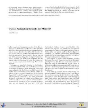 Wieviel Architektur braucht der Mensch?