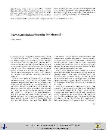 Wieviel Architektur braucht der Mensch?