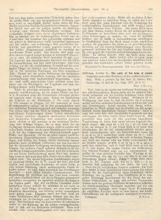 260 [Rezension] Jeffreys, Letitia D., The unity of the book of Jsaiah. Linguistic and other Evidence of the undivided authorship