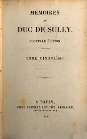 Mémoires du Duc de Sully. 5