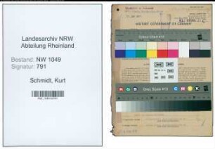 Entnazifizierung Kurt Schmidt , geb. 11.01.1892 (Haendler)