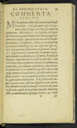 De Origine Iuris. Commentariolum.