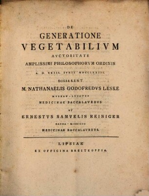 Programma de generatione vegetabilium