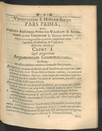 Caput I. Quo proponitur Argumentum Grammaticum ...