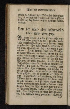 Von der über- oder widernatürlichen Kälte oder Hitze.