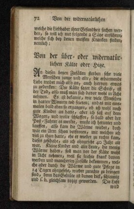 Von der über- oder widernatürlichen Kälte oder Hitze.