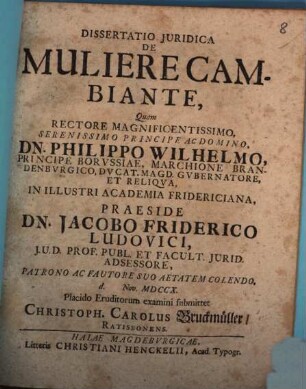 Dissertatio Juridica De Muliere Cambiante